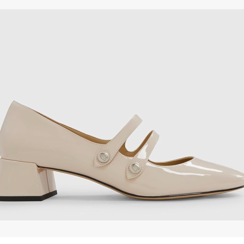 COACH Patent Mary Jane Pumps in Nude / Cream
